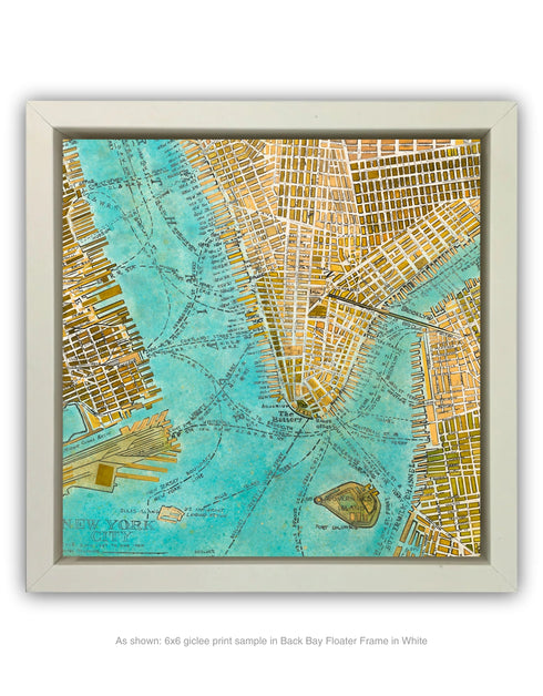 Manhattan Map | Framed Giclee Print on Canvas